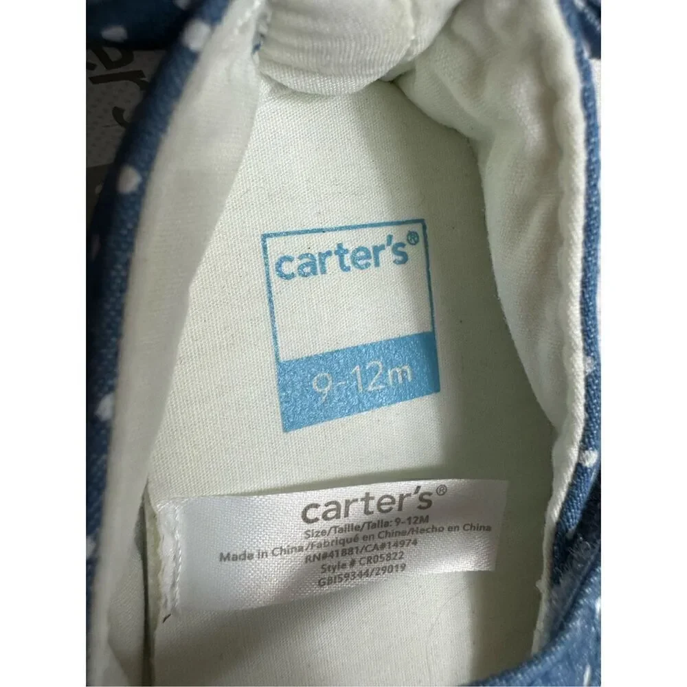 CARTER’S SIZE 9-12M Chambray Mary Jane Crib Shoes - Baby Girl